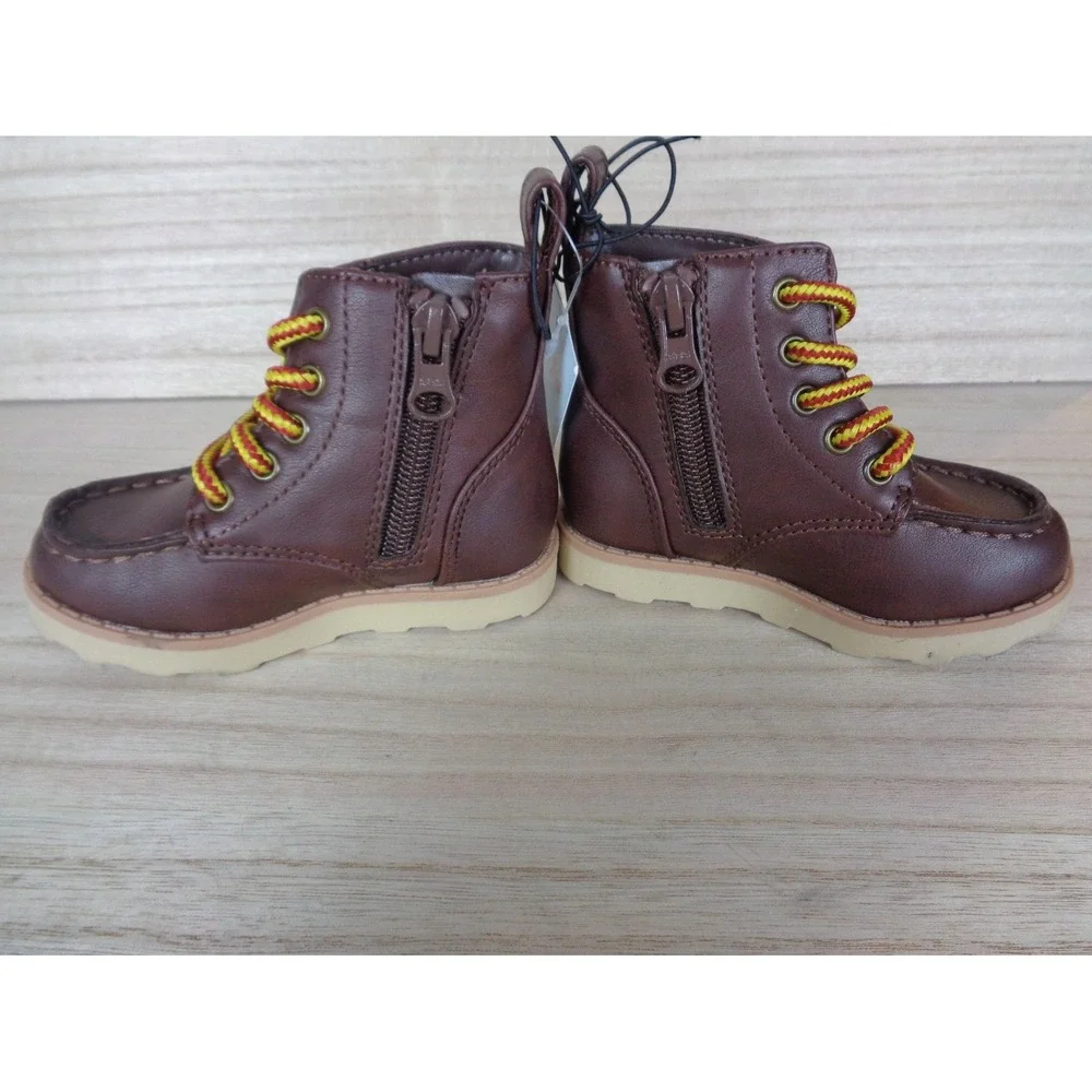 Cat & Jack Toddler Boys Boots Size 5‎ Brown Greyson Boots Side Zip & Laces